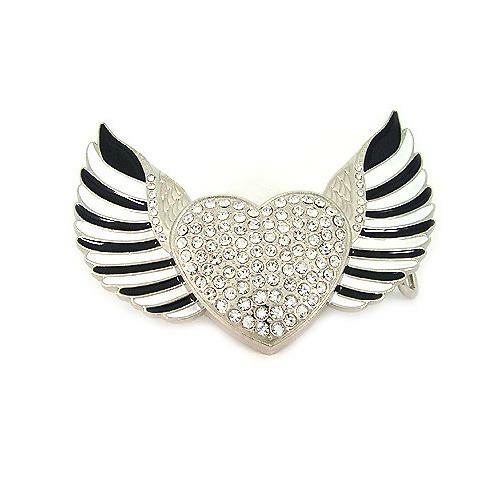 Love Heart Black & White Angel Wings Fashion Metal Belt Buckle