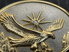Eagle Belt Buckle Bejeweled Star Western Cowboy Metallic Gold Silver Color