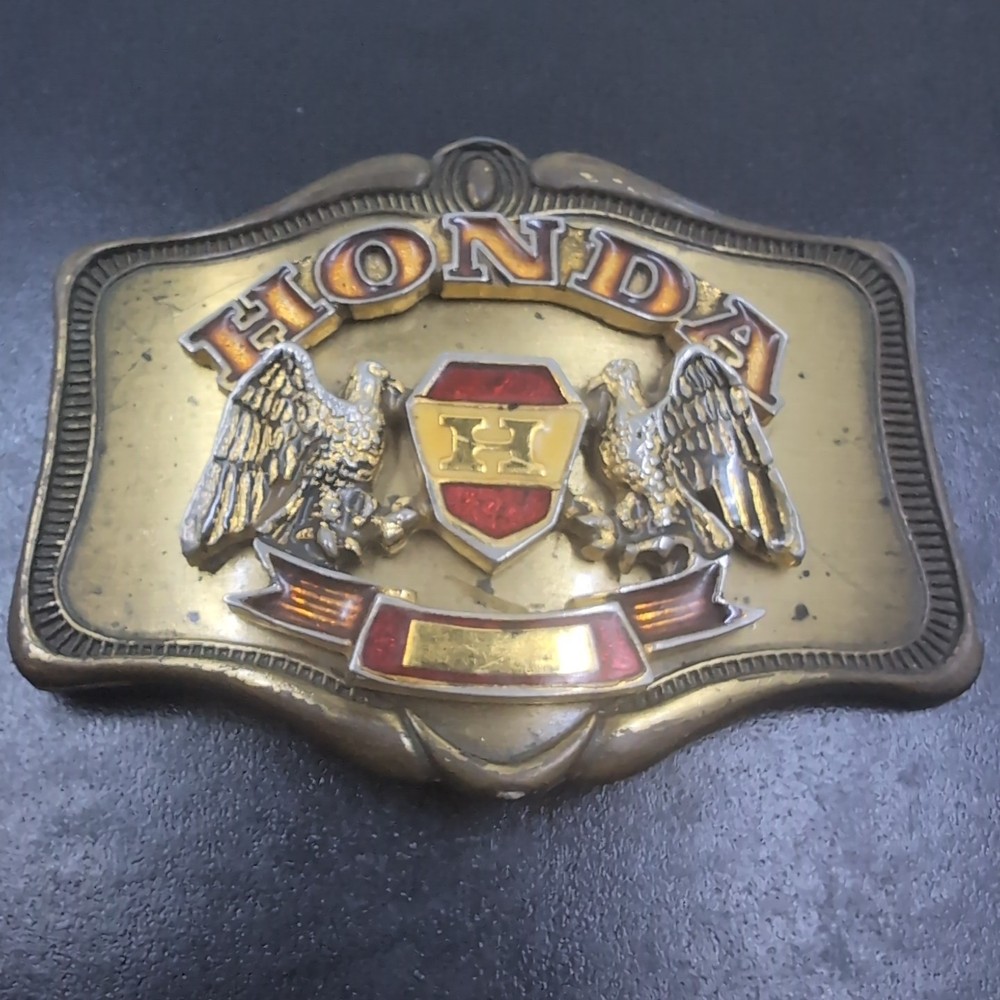 Vintage Honda Gold Wing Belt Buckle 1978 Two Eagles Brass Easy Rider AHM Bike