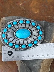 TURQUOISE CONCHO Cowboy WESTERN SILVER BELT CHRISTMAS GIFT BUCKLE Southwest