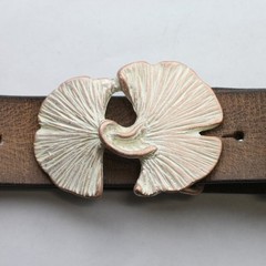 Gingko Leaves Belt Buckle, Rosepearl, Natural Metal Design with Gingko Leaves