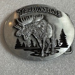 Yellowstone National Park Moose Belt Buckle Collectible Metal Silver Tone