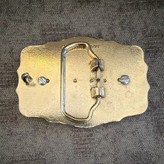 Men&rsquo;s Western Star Belt Buckle, Gold/Silver Metal Black Inlay Antique 1.5in