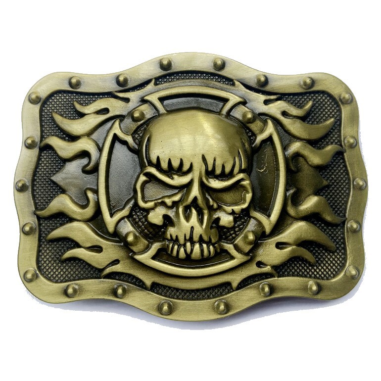 Skull Belt Buckle Western Cowboy Motorcyclist (YSK-03-G)