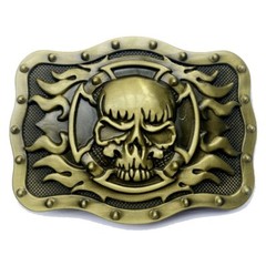 Skull Belt Buckle Western Cowboy Motorcyclist (YSK-03-G)