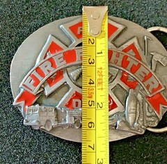 VINTAGE FIRE FIGHTER BELT BUCKLE FIRE DEPT. PEWTER R-92 America&rsquo;s Heroes EUC!