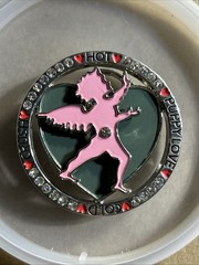 Spinning belt buckle Cupid Inside A Heart That Spins with Crystals NEW