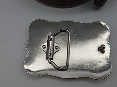 Western Style Texas Longhorn Belt Buckle w/ Belt 46in waist