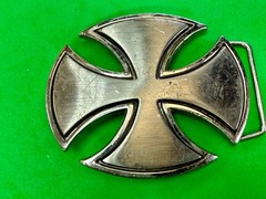 Maltese Iron Cross Religious Gothic Punk Vibe Silver Color Cutout Belt Buckle