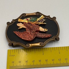 Vintage Eagle Rifle American Flag Belt Buckle Patriotic Western Bronze Tone 3D