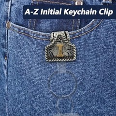 Vintage Western Cowboy Letter Keychain,Handmade Metal A-Znitial Key Chain I
