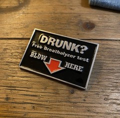 Drunk? Free Breathalyzer Test Blow Here Buckle Gag Gift for Boyfriend 1.5&Prime;