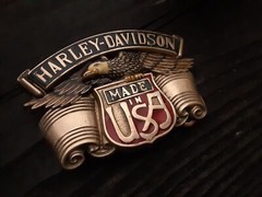 vintage baron Harley Davidson Belt Buckle Solid Brass Eagle Wings