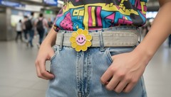 Unisex Belt Buckle Teens Women Retro Fashion Yellow Flower Emoji Cartoon Smile