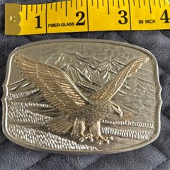 Vintage Eagle Mountain Scene Belt Buckle Gold Tone Western Americana #161404