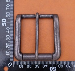 40mm Vintage Silver Two-Tone Heavy Square Roller Single Prong Pin Belt Buckle