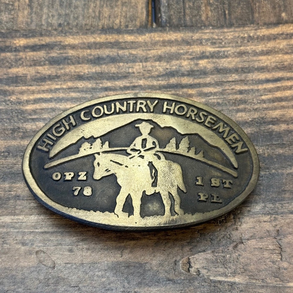 Vintage High Country Horsemen 1978 1st Place Brass Belt Buckle Cowboy Western