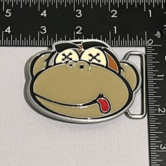 Monkey Enamel Belt Buckle Cartoon Face Metal Novelty Western 2in Tan Brown