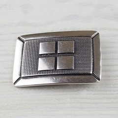 Antique Silver Industrial Grid Belt Buckle Rectangular Modern Mens Design