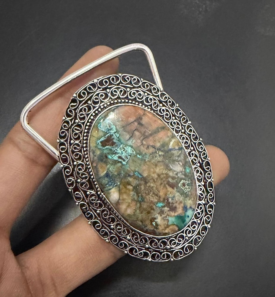 Chrysocolla Gemstone 925 Sterling Silver Handmade Belt Buckles Gift For