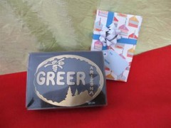 New GREER ARIZONA brass belt buckle gold tone holmes HI-LO 3 1/2&Prime;w oval 2 3/8&Prime;