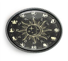 Zodiac Belt Buckle – Celestial Astrology Wheel Belt Buckle – 34