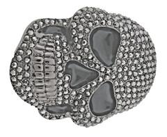 Vintage Skull Belt Buckle Men Pirate Halloween Skeleton Cosplay Bling Gunmetal