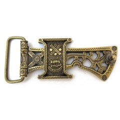 Runic Axe brass belt buckle, Medieval military weapon ax solid brass belt buckle