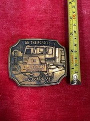 Vintage BJ Titan Services Safety Award Belt Buckle. Used Brass. See Pics & Desc