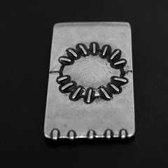 Decorative Sun Belt Buckle with Frame Stitch Design Antique Silver Modern Elegant