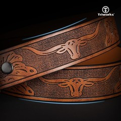 TRIWORKS Western Belts for Men without Buckle Cowboy Fit Size 46&Prime;-50&Prime;, Brown