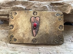 Copper And brass, Coral Heart Belt Buckle