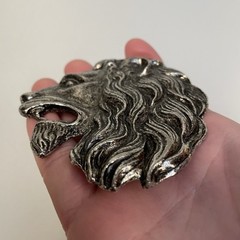 Vintage Silver Tone Gothic Medieval LARP Buckle for Belt Lion Head Roaring Gift
