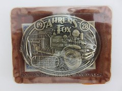OK Firefighters Assoc. 1928 AHRENS FOX Fire Truck Brass Belt Buckle NOS