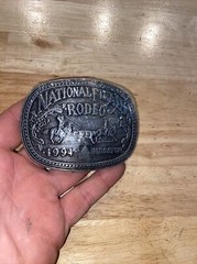 Hesston Rodeo Vintage Belt Buckle 1994 METAL Original Wrap Collector Patina GIFT