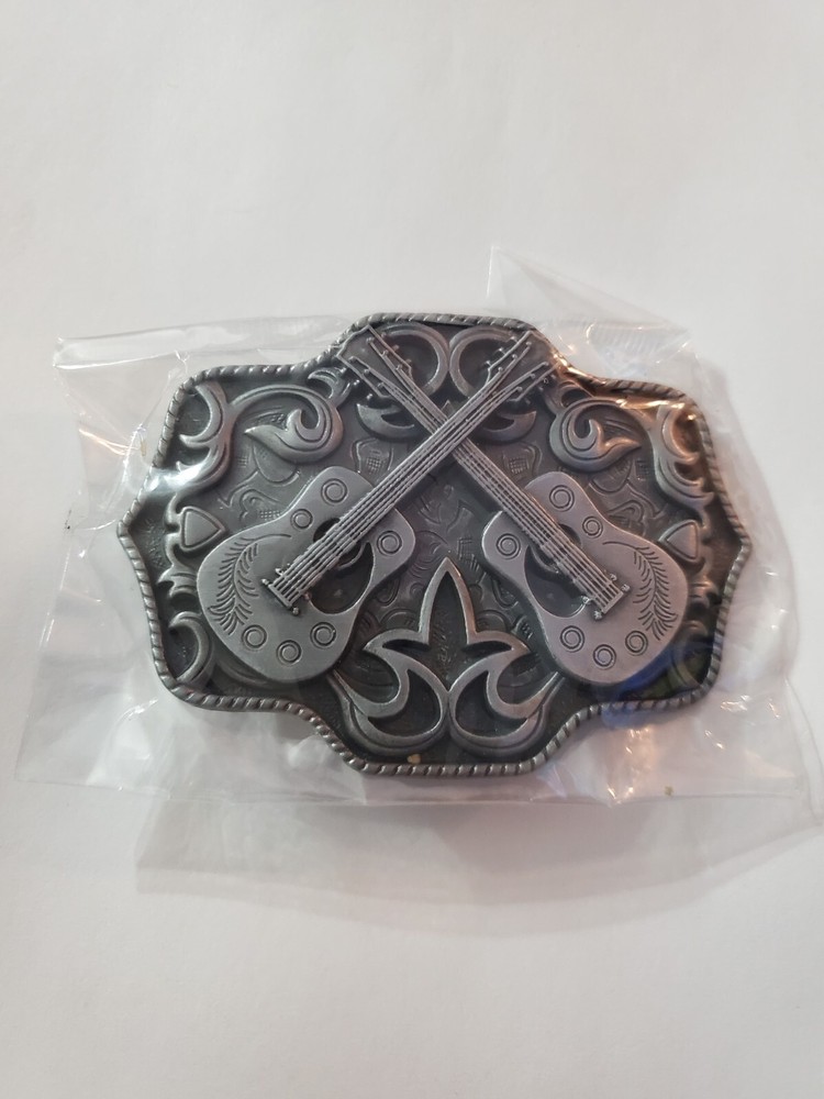 Vintage Style Western Country Music Cowboy Cowgirl Guitar Belt Buckle