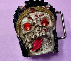Creepy Pirate Skull W/ Led Light Color Chang Eyes Halloween Cosplay Belt Buckle