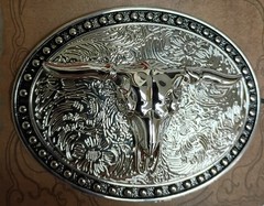 Western Rodeo, Bull Riding with 3-D Bull or Steer metal belt Buckle, New! #8