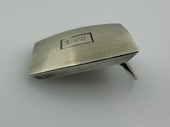 Vintage Sterling Silver 14K Gold Overlay Belt Buckle Monogram EWB 201