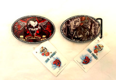 2 Fly Fresh Shull, ROCK N&rsquo; ROLL Gothic 4 1/4 Belt Buckles w/Rhinestones USA made