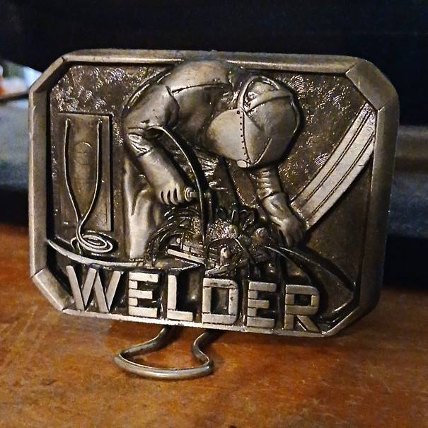 Metal WELDER Belt Buckle Silver Western