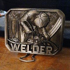 Metal WELDER Belt Buckle Silver Western