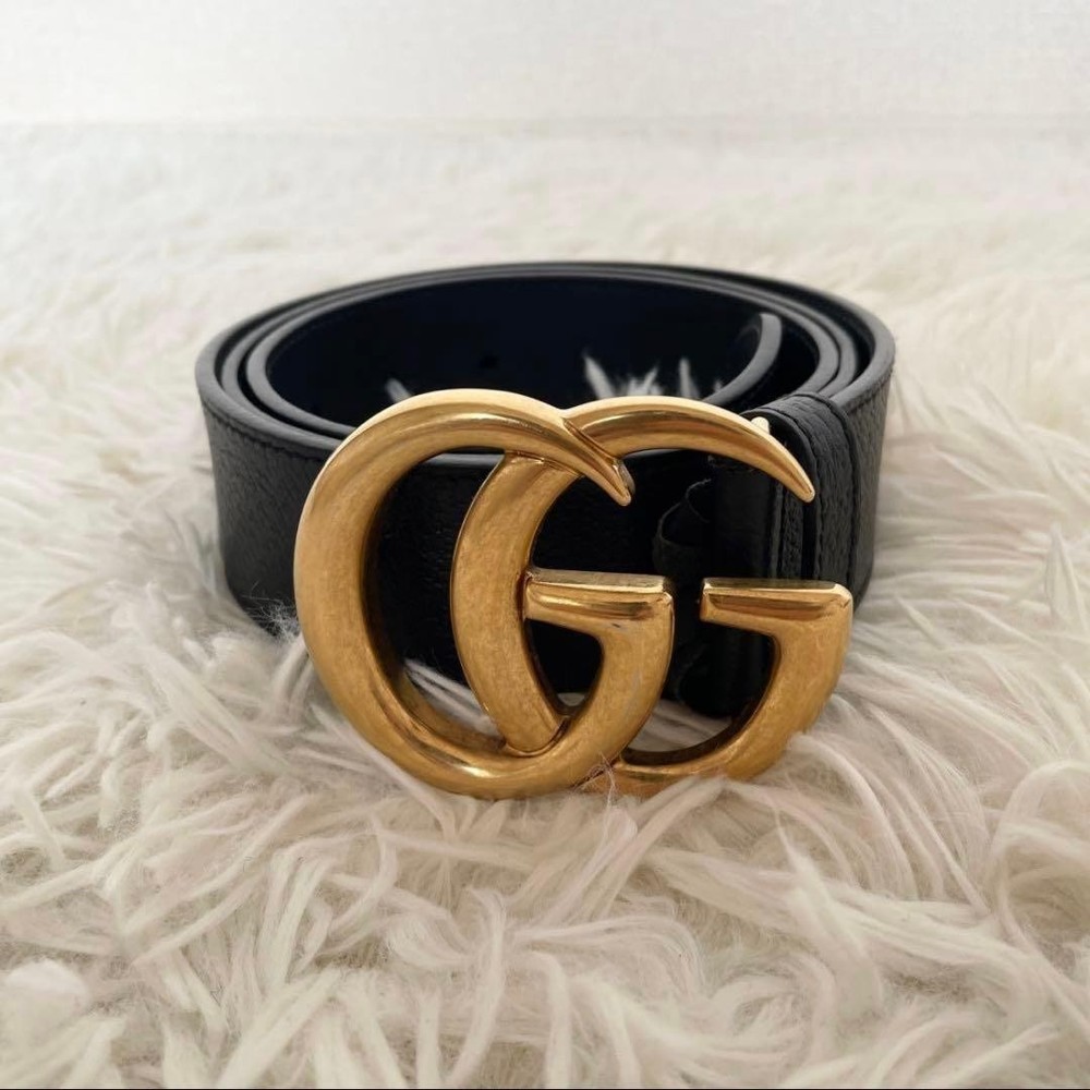 GUCCI Pre-Owned Belt Marmont Gold Buckle Black