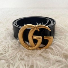 GUCCI Pre-Owned Belt Marmont Gold Buckle Black