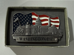 Washington DC American Flag Metal Slide Belt Buckle 1.5in Enamel Glossy