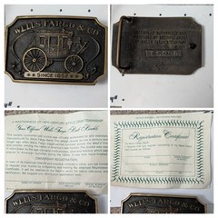 Wells Fargo & Co Stagecoach Western Belt Buckle & Registration Certificate
