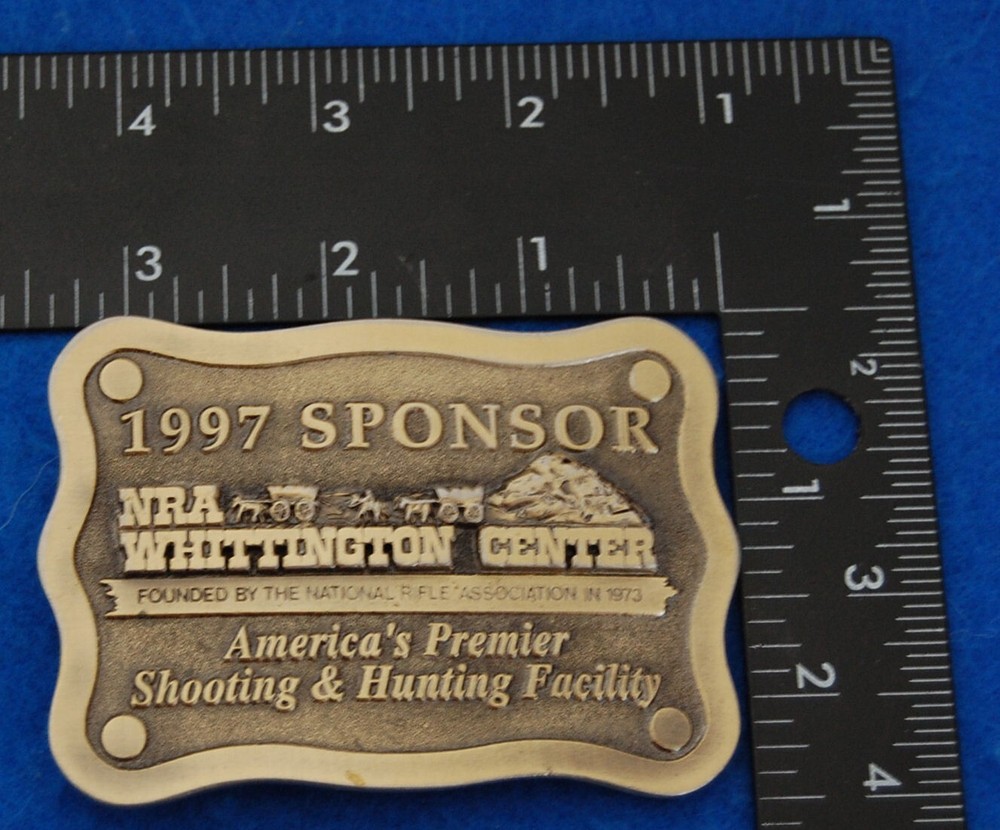 1997 Sponser NRA Whittington Center Belt Buckle, Complete & Functional