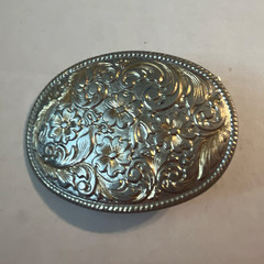 Chambers Men&rsquo;s Western Oval Floral Engraved Metal Belt Buckle Gold Plated Cowboy
