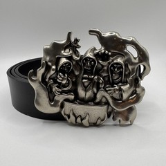 Spooky Woods Grim Reaper Flame Belt Black Silver Gothic Streetwear Sold Out