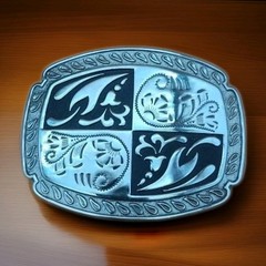 Black & Silver Two-Tone Belt Buckle Etched/Layered Design